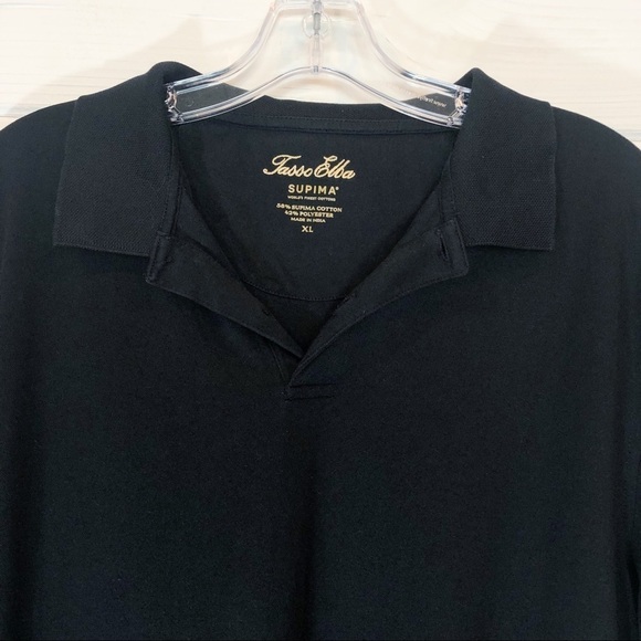 Tasso Elba Black Collared Polo, Supina Cotton Blend - Picture 3 of 5
